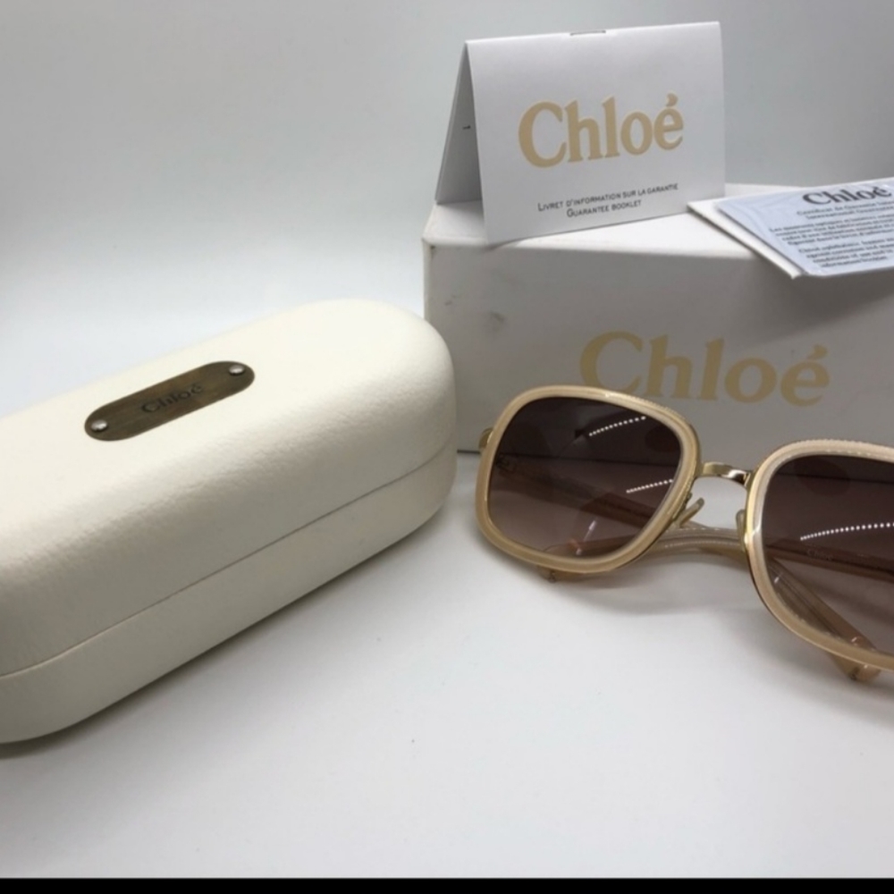 Authentic Chloe CL2148 Cream and Goldtone Sunglasses